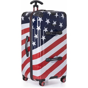 image:imageTravelers Choice Maxporter II Polycarbonate Hardside Trunk with Spinner Wheels Green 28Inch Medium TrunkAmerican Flag